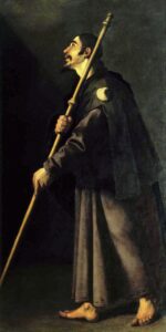Francisco de Zurbarán: svatý Jakub jako poutník s holí a mušlí