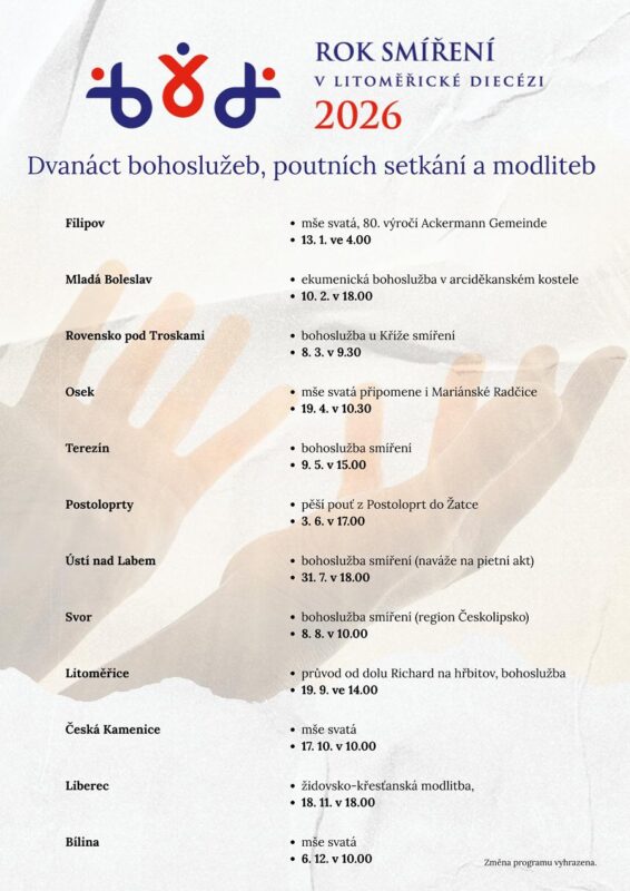 Rozpis bohoslužeb smíření v roce 2026 DLTM